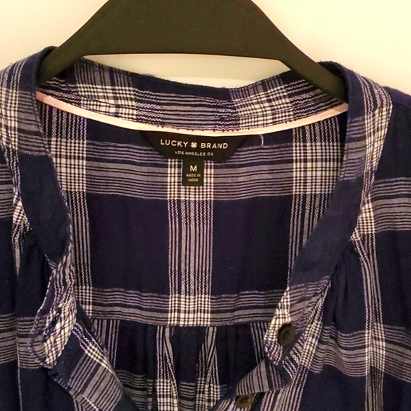 Blue & White Plaid Lucky Brand Shirt - Picture 2 of 4